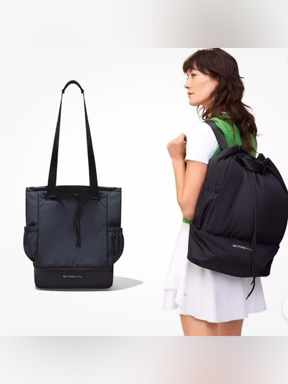 Beyond Yoga Convertible Gym Bag Backpack Tote Black NWT